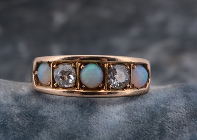 Lot 231 - An Edwardian 18ct gold precious opal and diamond dress