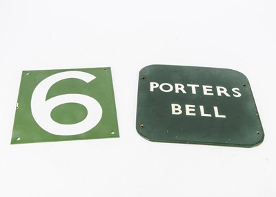 Lot 710 - BR (S) Southern Region Porters Bell Sign From Bognor Regis Station and Enamelled Six Numerical Sign