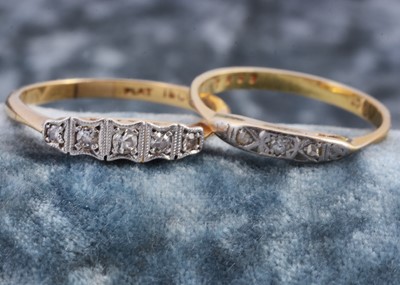 Lot 288 - Two 18ct gold platinum set dress rings