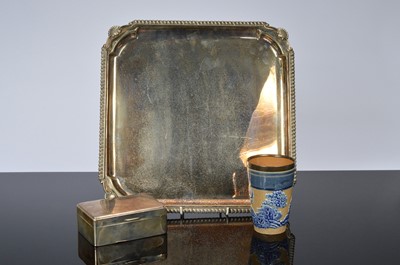 Lot 299 - An Art Deco silver cigarette box and two other items