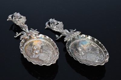 Lot 303 - A pair of late 19th century silver Dutch wedding spoons from Berthold Muller