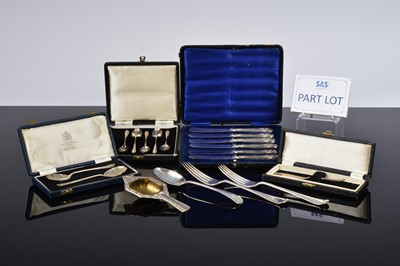 Lot 319 - A collection of silver and silver plated flatware