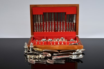 Lot 337 - A part canteen of silver plated cutlery and other flatware and items