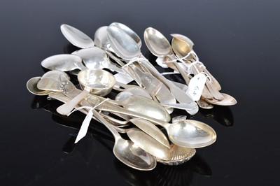 Lot 371 - A collection of Georgian and Victorian and later silver and silver plated spoons
