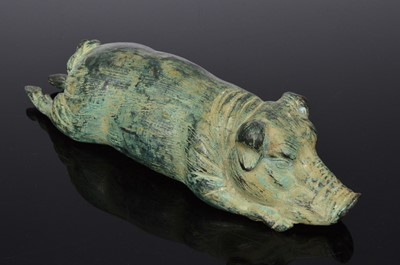Lot 413 - A second half 20th century bronzed figure of a pig