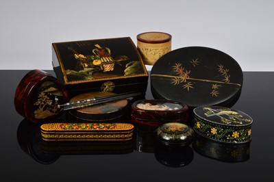 Lot 436 - A collection of lacquer boxes and other items
