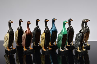 Lot 505 - A collection of ten mid Century plastic duck clothes brushes