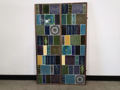 Lot 514 - A 1960s oak framed Multicoloured Tiled Wall Panel