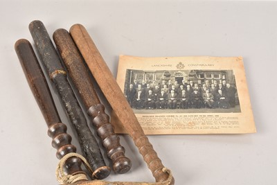 Lot 59 - Four Vintage Wooden Police Truncheons