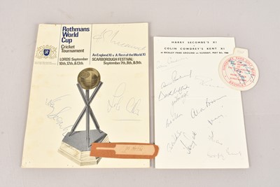 Lot 140 - Harry Secombe's XI v Colin Cowdrey's Kent XI Signed Sheets