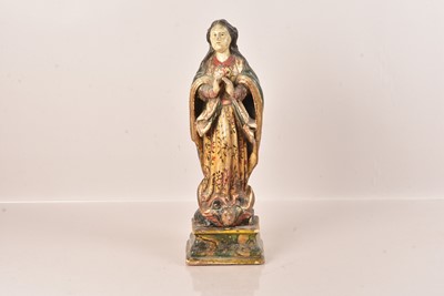 Lot 168 - A large hand carved wooden figure of the Virgin Mary