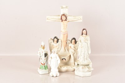 Lot 170 - A Staffordshire Jesus Christ on the Cross Holy Water Stoup