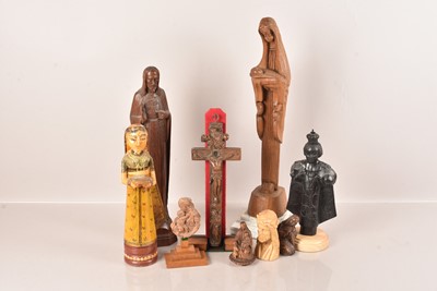 Lot 174 - An assortment of carved wooden Religious Figures