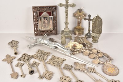 Lot 215 - An assortment of Religious white metal items