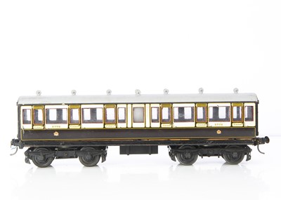 Lot 830 - A mid-20th Century Gauge 1 Painted Wood Bogie LNWR 1st/3rd Coach