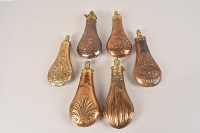 Lot 785 - Four Vintage Hunting Powder Flasks
