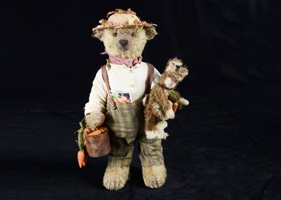 Lot 17 - A Memory Lain Bears artist ‘Mr McLain & Clover' teddy bear and rabbit