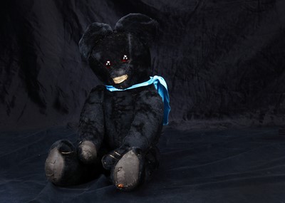 Lot 60 - Ebony, a rare British black mohair teddy bear, 1920-30s