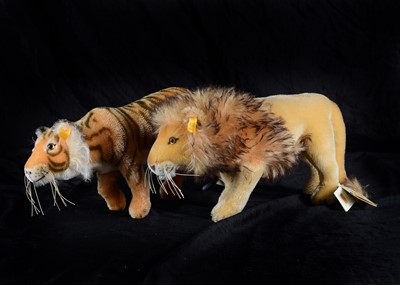 Lot 116 - Two recent Steiff yellow tagged mohair wild cats