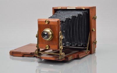 Lot 2 - A J. Lancaster ''The Instantograph'' Half Plate Mahogany & Brass Field Camera