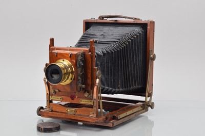 Lot 9 - A Houghton's Tripple Diamond Half Plate Mahogany & Brass Field Camera