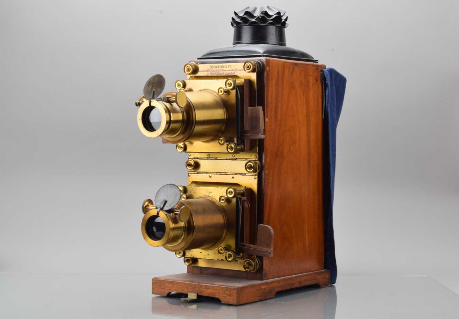 Lot 14 - A Newton & Co. Stereopticon (Biunal) Magic Lantern
