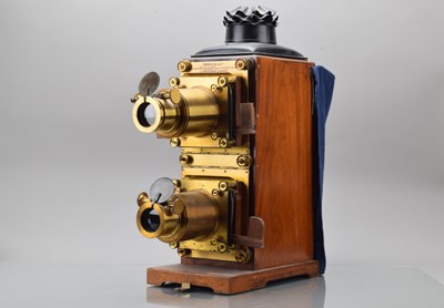 Lot 14 - A Newton & Co. Stereopticon (Biunal) Magic Lantern