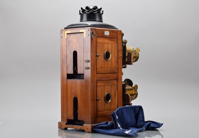 Lot 14 - A Newton & Co. Stereopticon (Biunal) Magic Lantern