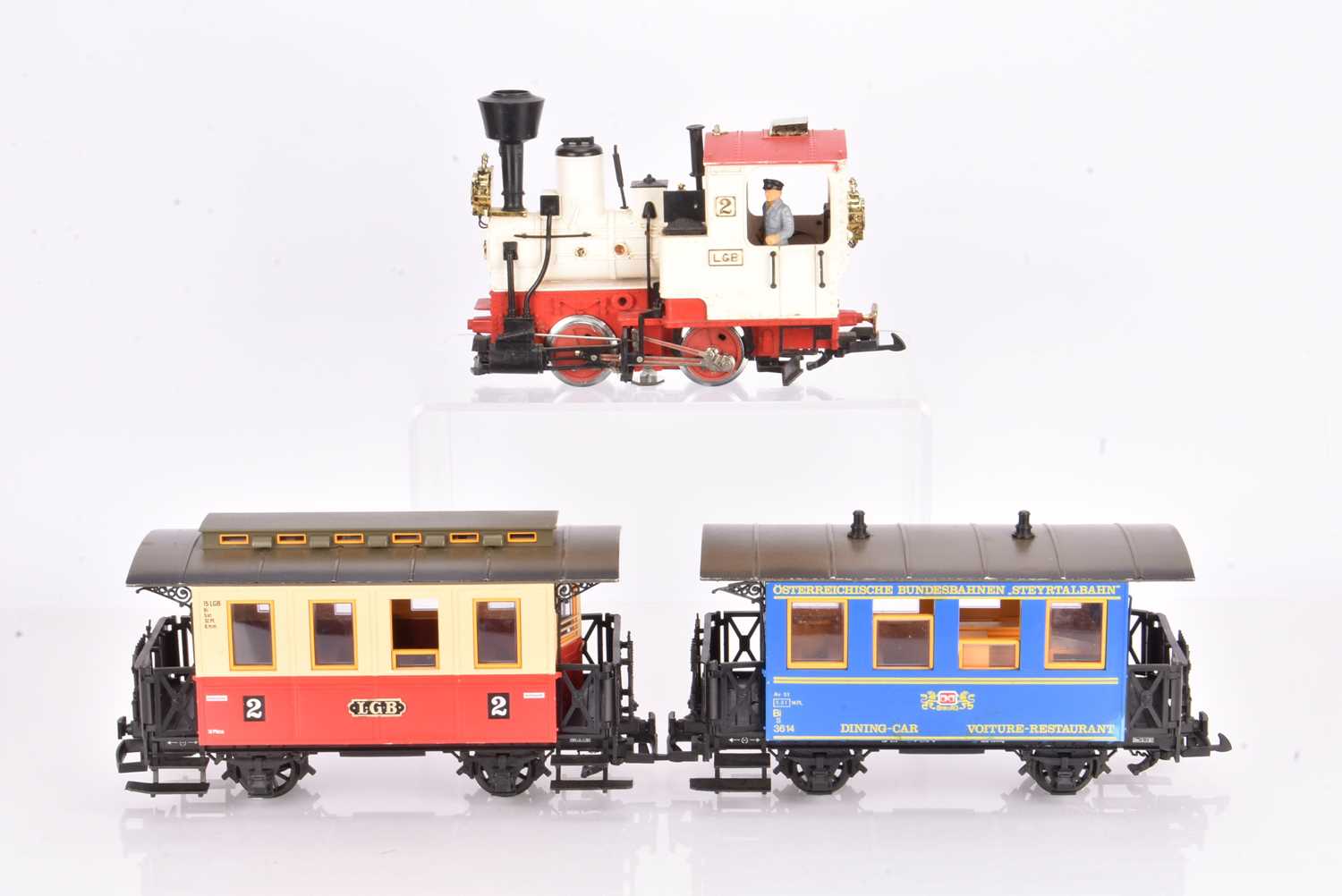 Lot 940 - LGB G Gauge 0-4-0 Steam Locomitive and 2 coaches