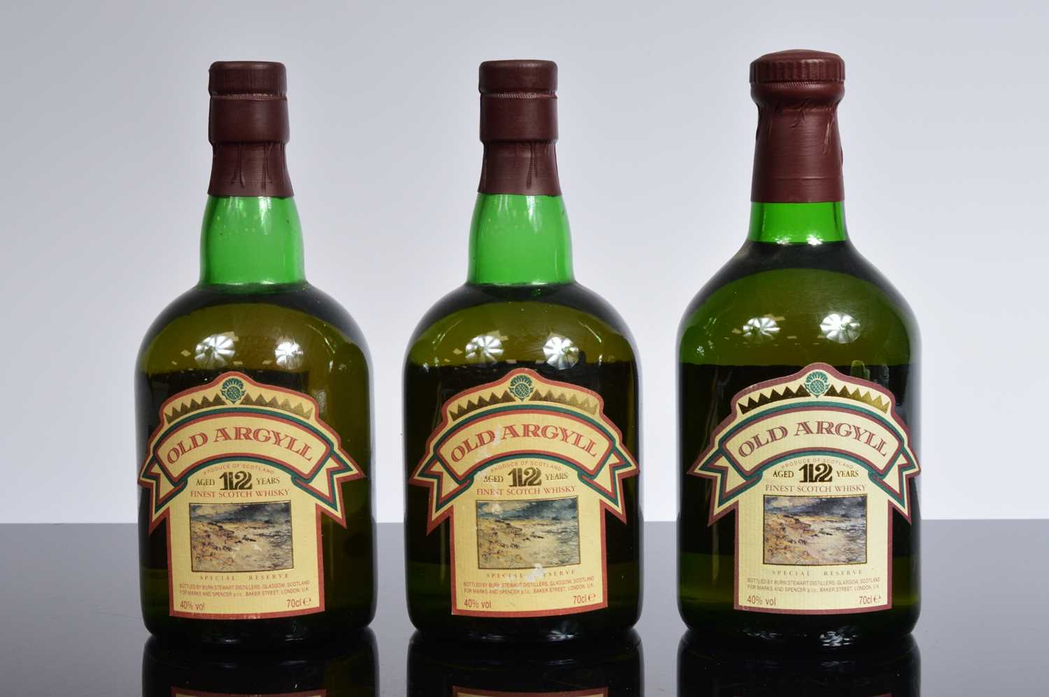 Lot 40 - Three bottles of Old Argyll 12 year old Scotch Whisky