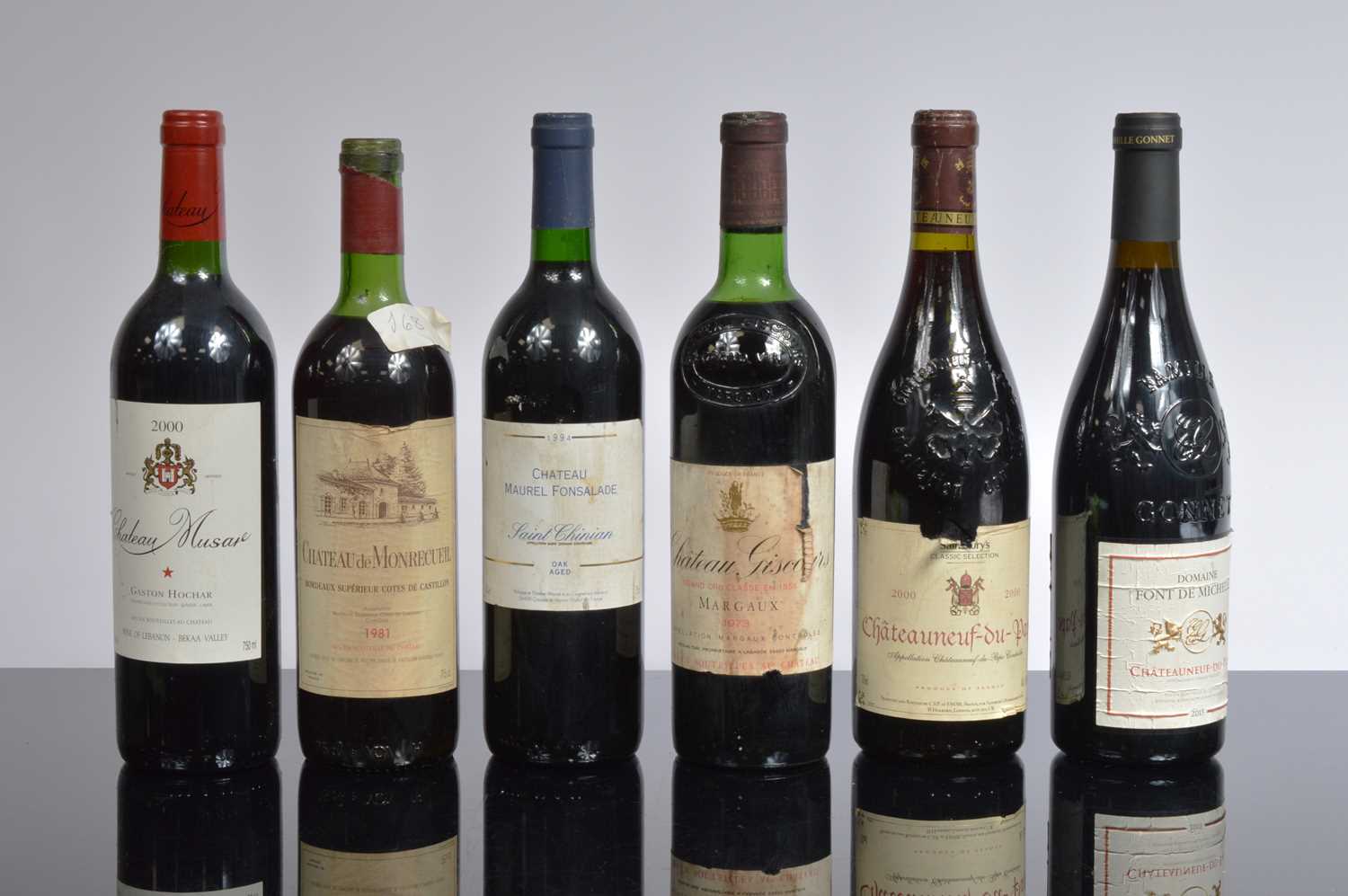 Lot 46 - A collection of six various red wines