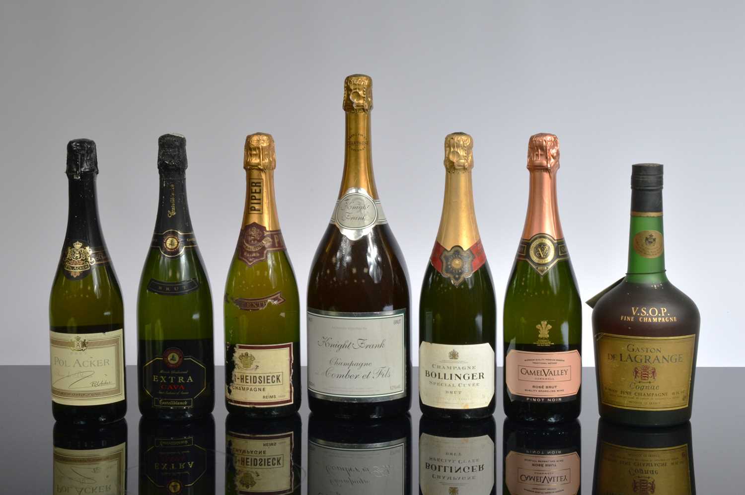 Lot 60 - A collection of seven bottles of Champagne, sparkling wine and Cognac