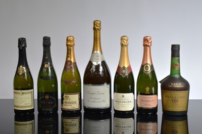 Lot 60 - A collection of seven bottles of Champagne, sparkling wine and Cognac