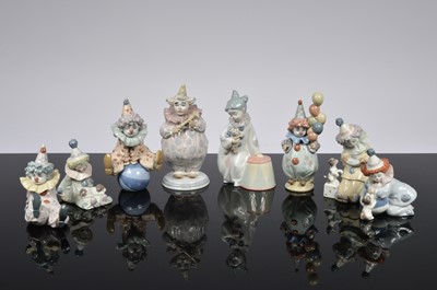 Lot 106 - A collection of eight Lladro clowns figures