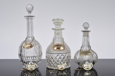 Lot 114 - Three cut glass decanters