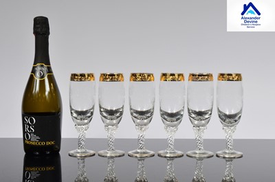 Lot 126 - A set of six Crystal Champagne flute glasses
