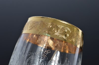 Lot 126 - A set of six Crystal Champagne flute glasses