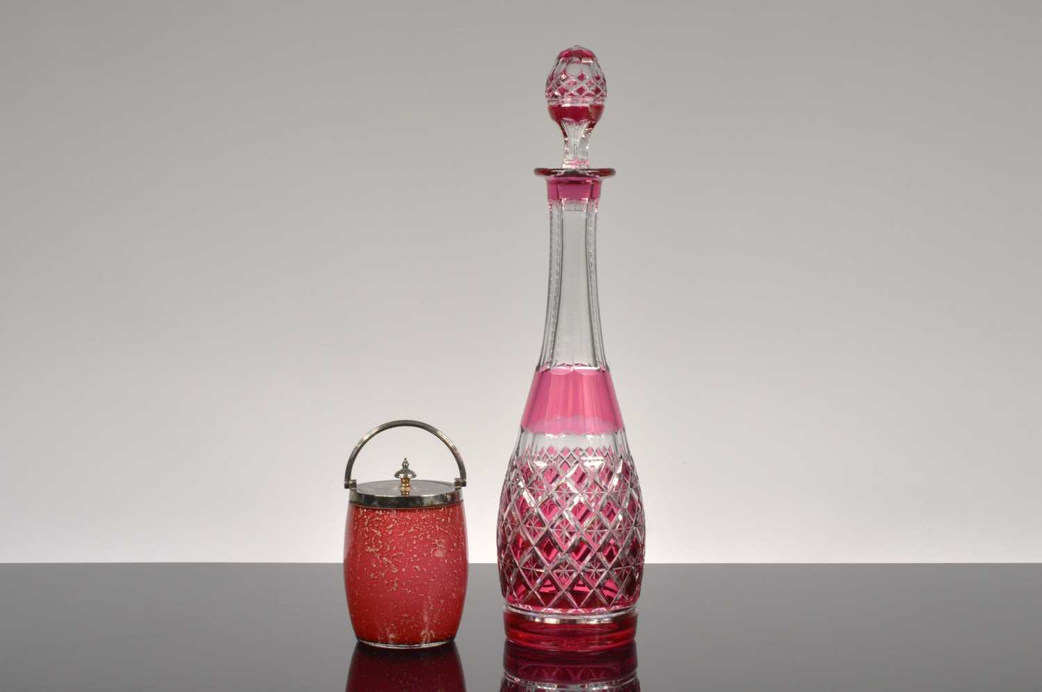 Lot 127 - A Crystal red cut decanter