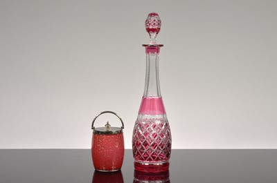 Lot 127 - A Crystal red cut decanter
