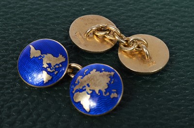 Lot 156 - Two pairs of gold and enamelled cufflinks