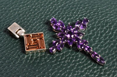 Lot 160 - A Stirling Silver and Amethyst cross pendant
