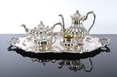 Lot 175 - Oneida Silver Plate Victorian Style Four Piece Tea Set with Tray