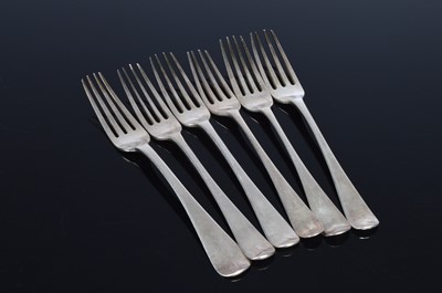 Lot 183 - A set of six Georgian harlequined silver table forks