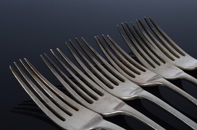 Lot 183 - A set of six Georgian harlequined silver table forks