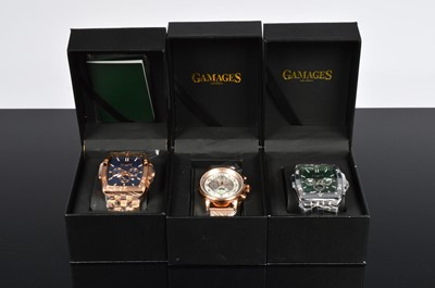 Lot 225 - A collection of three Gamages limited edition men's watches