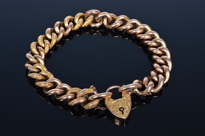 Lot 232 - A 9ct gold Heart padlock bracelet 27.7g