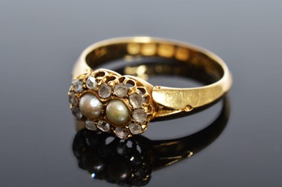 Lot 235 - An 18ct late Victorian Pearl and Diamond cluster ring