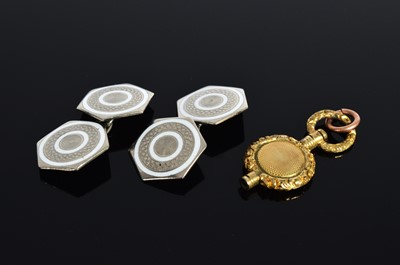 Lot 237 - A pair of white metal Muart hexagonal shaped art deco cufflinks