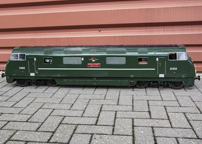 Lot 1077 - A well made 5'' gauge battery powered BR green Warship Class D832 Diesel Locomotive