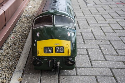 Lot 1077 - A well made 5'' gauge battery powered BR green Warship Class D832 Diesel Locomotive